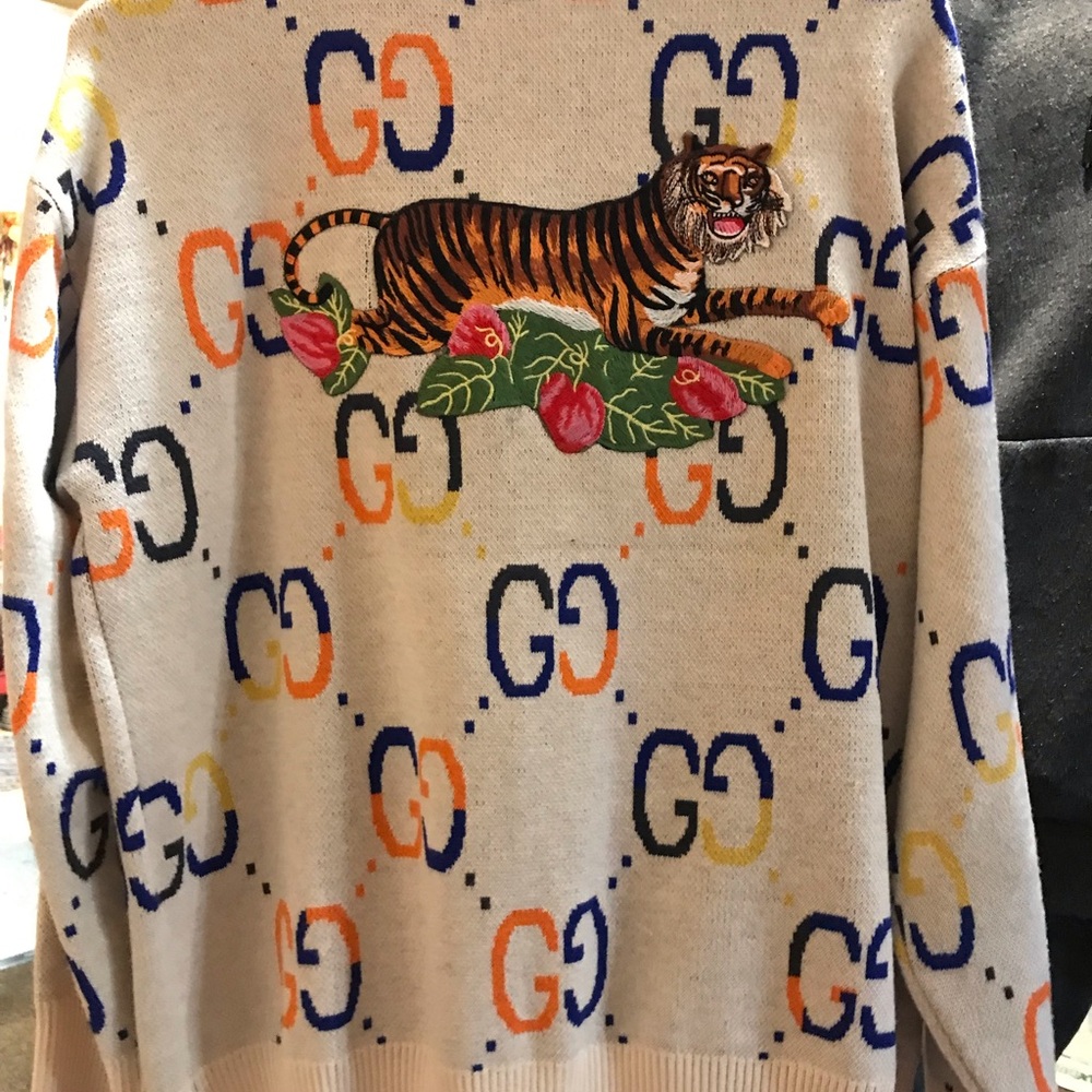 Gucci Beige Sweater with Colorful GG Design